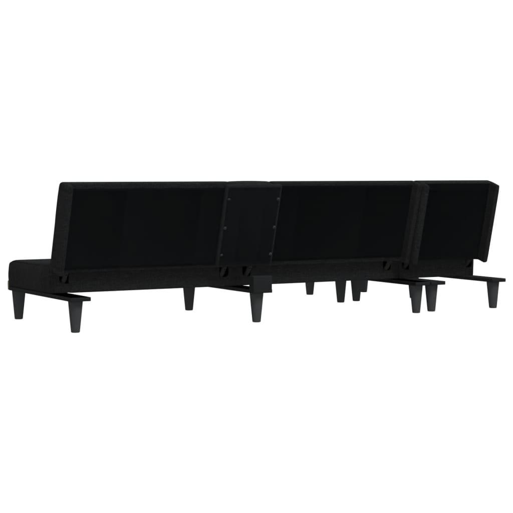 L formos sofa-lova, juodos spalvos, 255x140x70cm, audinys