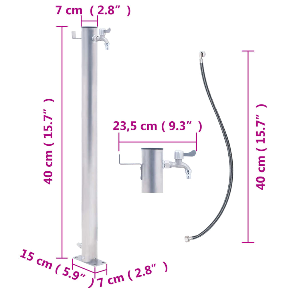 Vandens kolonėlė sodui, 40cm, nerūdijantis plienas, apskrita