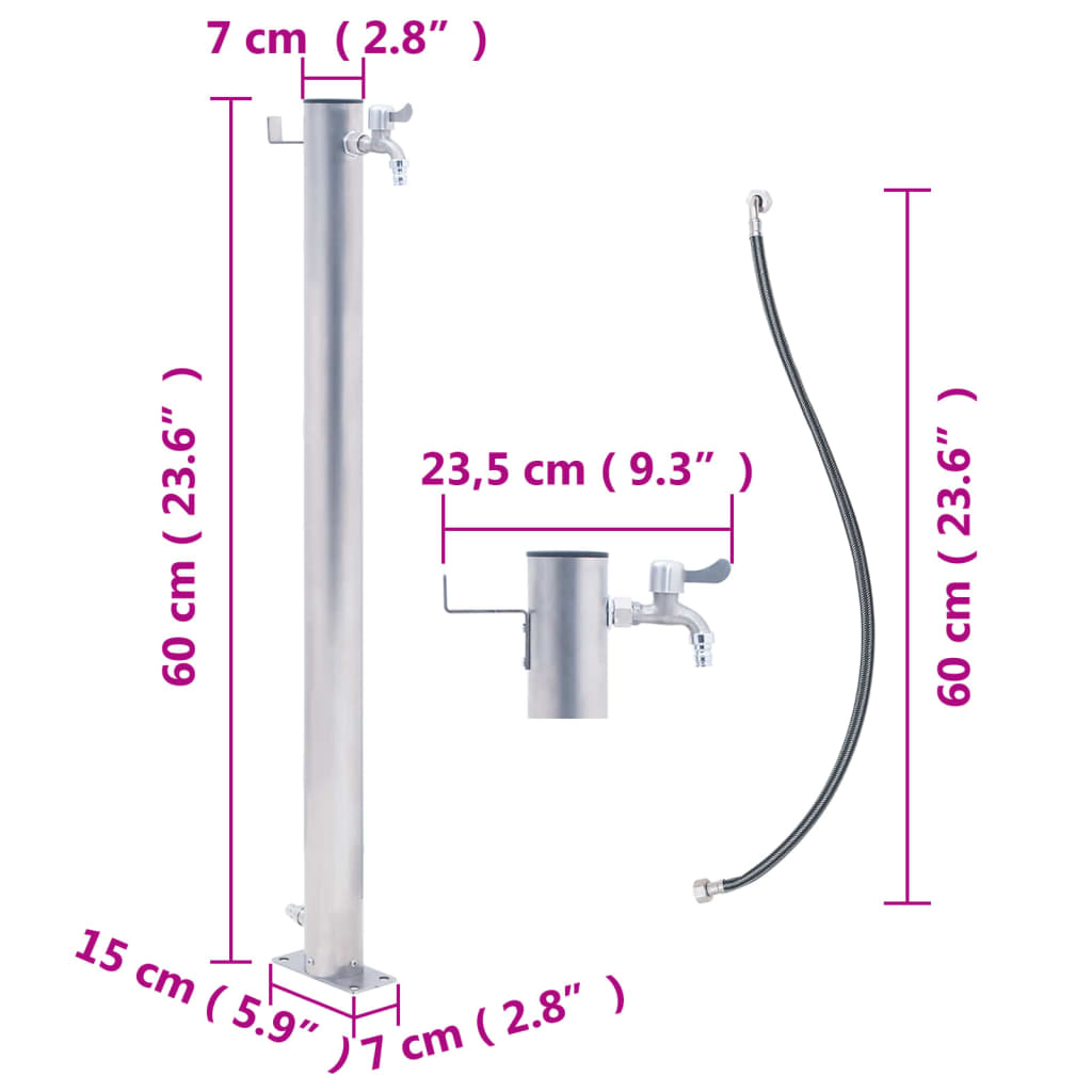 Vandens kolonėlė sodui, 60cm, nerūdijantis plienas, apskrita