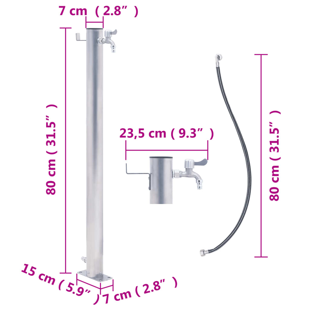 Vandens kolonėlė sodui, 80cm, nerūdijantis plienas, apskrita