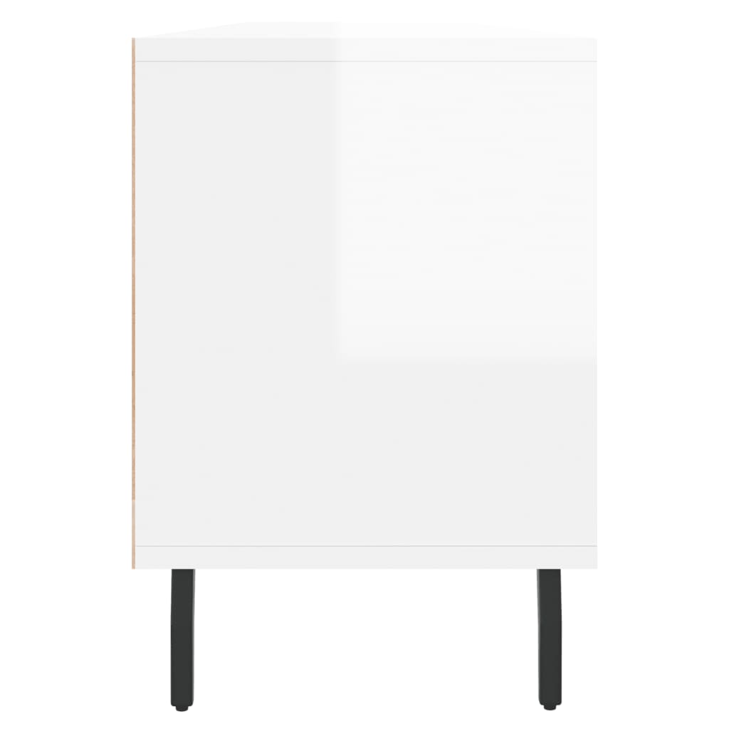 Televizoriaus spintelė, balta, 150x30x44,5cm, mediena, blizgi