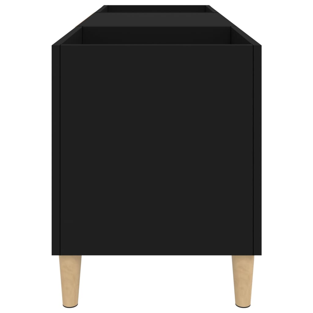Vinilinių plokštelių spintelė, juoda, 121x38x48cm, mediena (83192-83193)