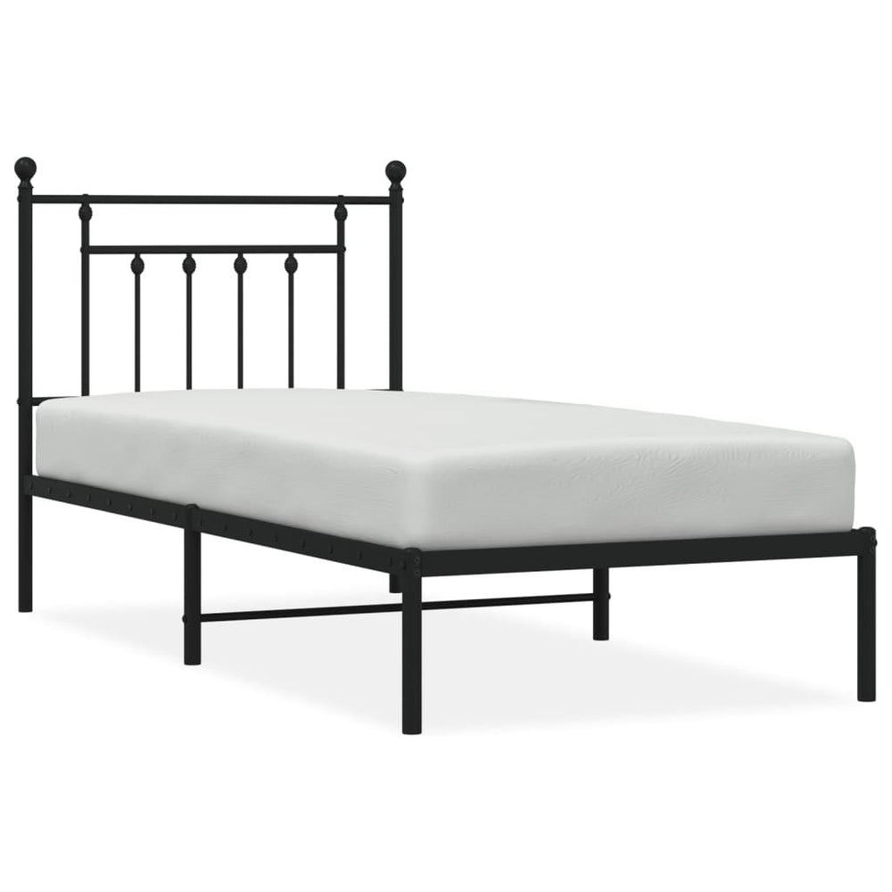 Metalinis lovos rėmas su galvūgaliu, juodos spalvos, 90x190cm