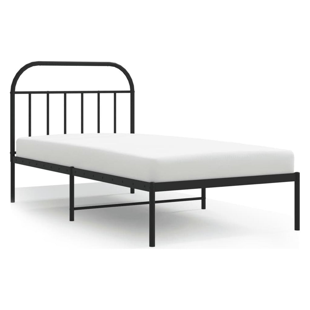 Metalinis lovos rėmas su galvūgaliu, juodos spalvos, 100x200cm