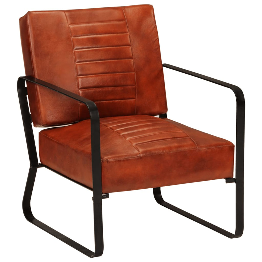 Poilsio kėdė, rudos spalvos, 58,5x64x76cm, tikra oda