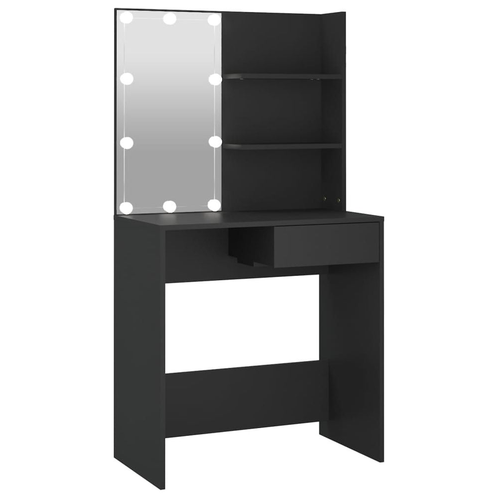 Kosmetinis staliukas su LED apšvietimu, juodas, 74,5x40x141cm