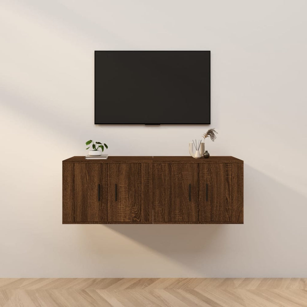 Sieninės TV spintelės, 2vnt., rudos ąžuolo, 57x34,5x40cm