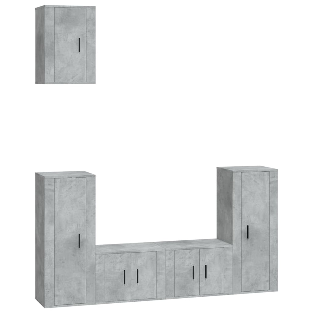 TV spintelių komplektas, 5 dalių, betono pilkas, mediena