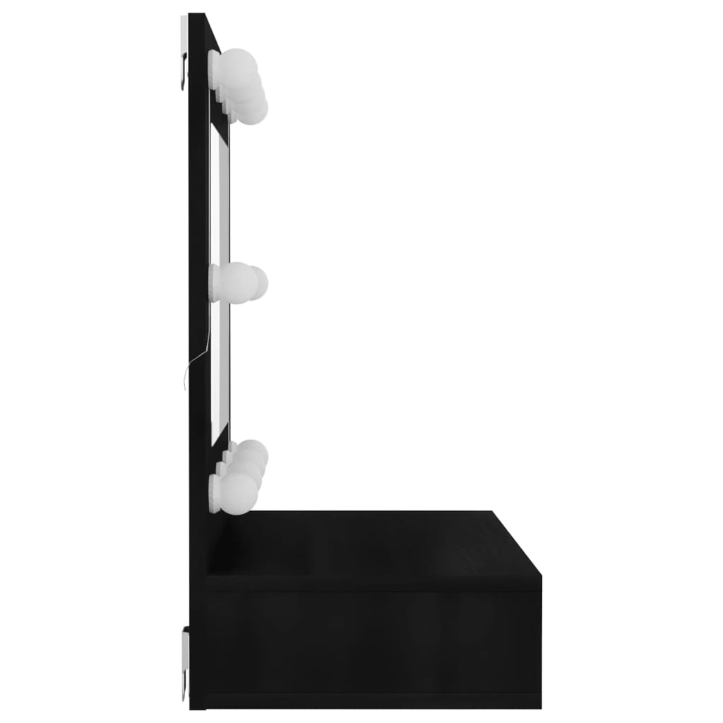 Veidrodinė spintelė su LED apšvietimu, juoda, 60x31,5x62cm