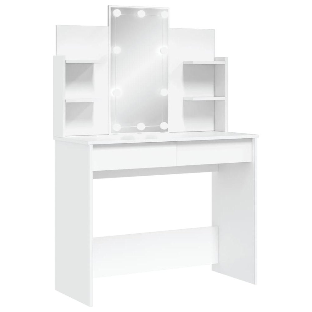 Kosmetinis staliukas su LED lemputėmis, baltas, 96x40x142cm