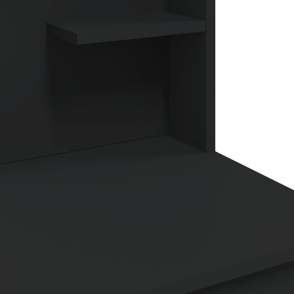 Kosmetinis staliukas su LED lemputėmis, juodas, 96x40x142cm