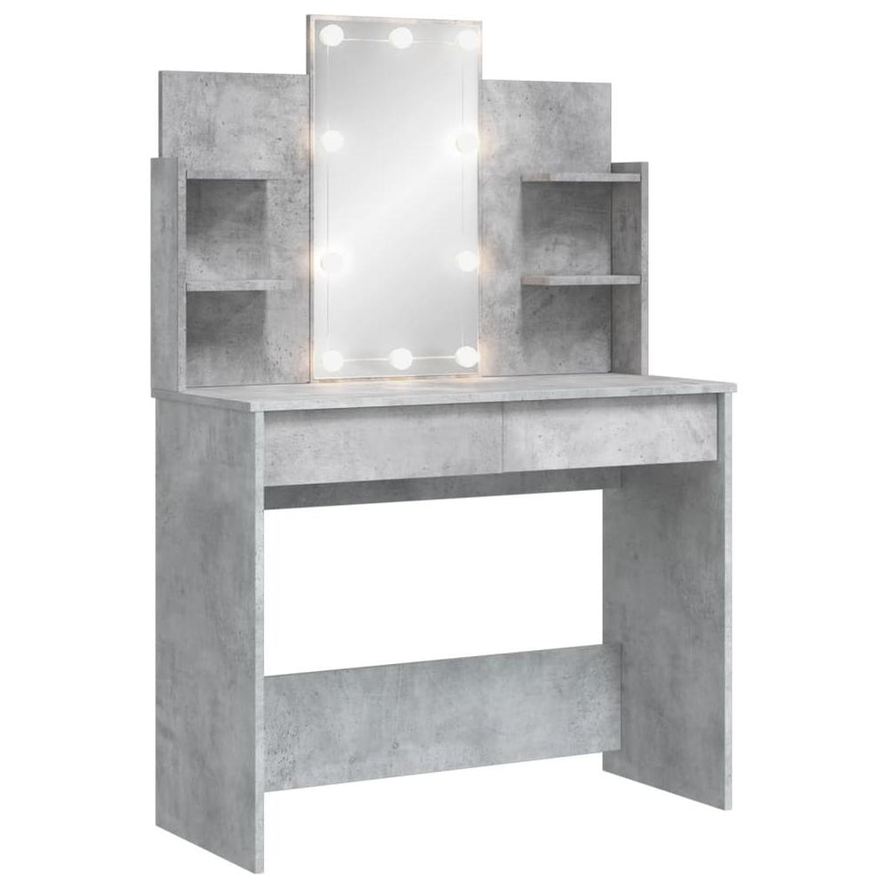 Kosmetinis staliukas su LED lemputėmis, betono, 96x40x142cm