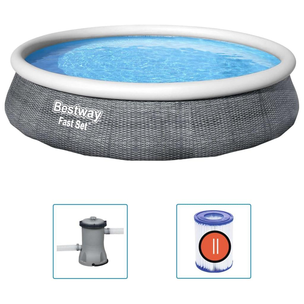 Bestway Fast Set Pripučiamo baseino rinkinys su siurbliu, 396x84cm
