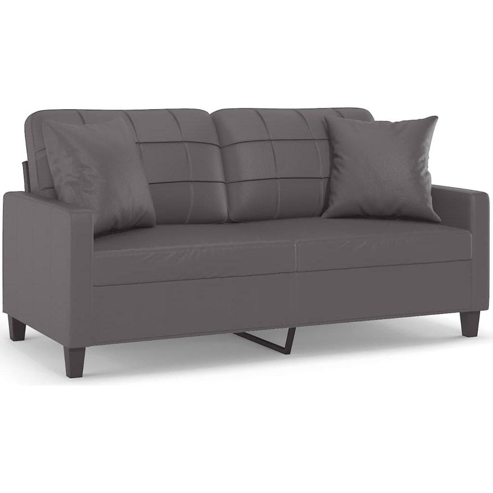 Dvivietė sofa su pagalvėlėmis, pilka, 140cm, dirbtinė oda