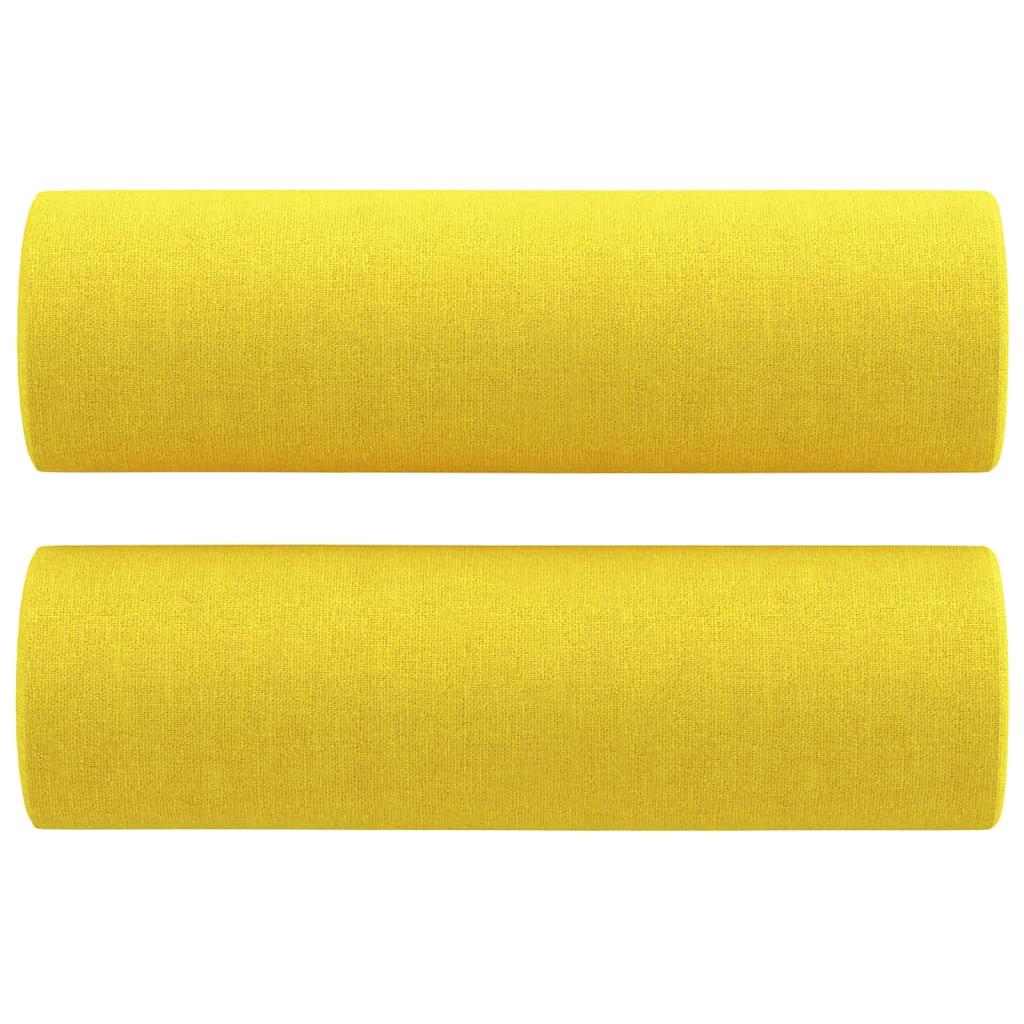 Dvivietė sofa su pagalvėlėmis, šviesiai geltona, 120cm, audinys