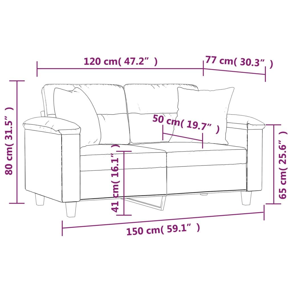 Dvivietė sofa su pagalvėlėmis, kapučino, 120cm, dirbtinė oda