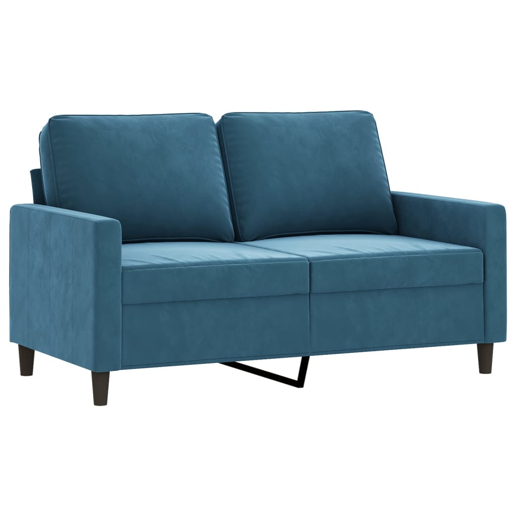 Sofos komplektas su pagalvėlėmis, 2 dalių, mėlynas, aksomas