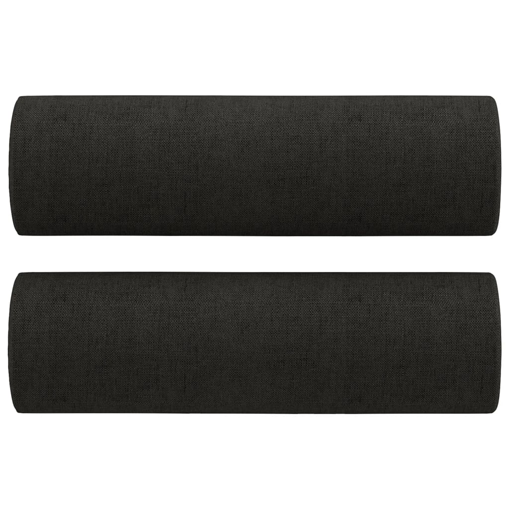 Sofos komplektas su pagalvėmis, 3 dalių, juodas, audinys