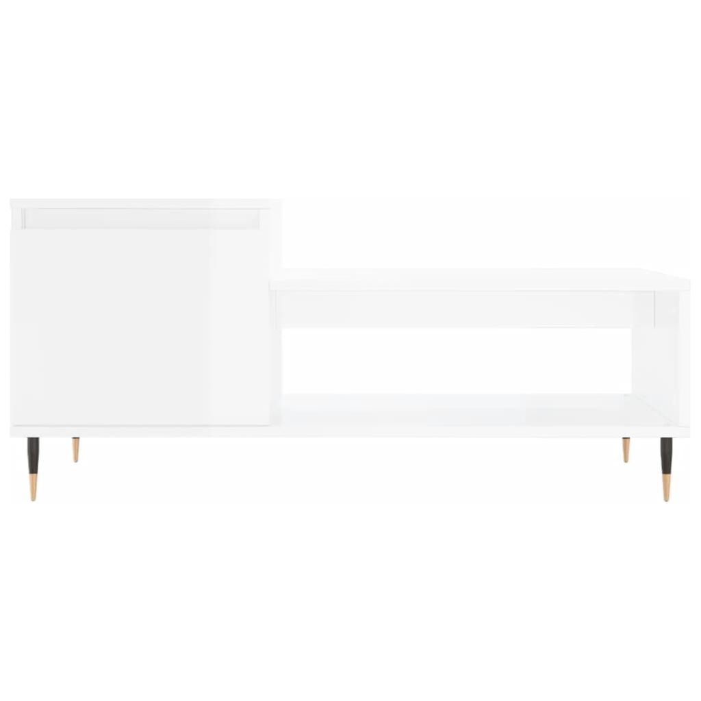 Kavos staliukas, baltas, 100x50x45cm, apdirbta mediena, blizgus
