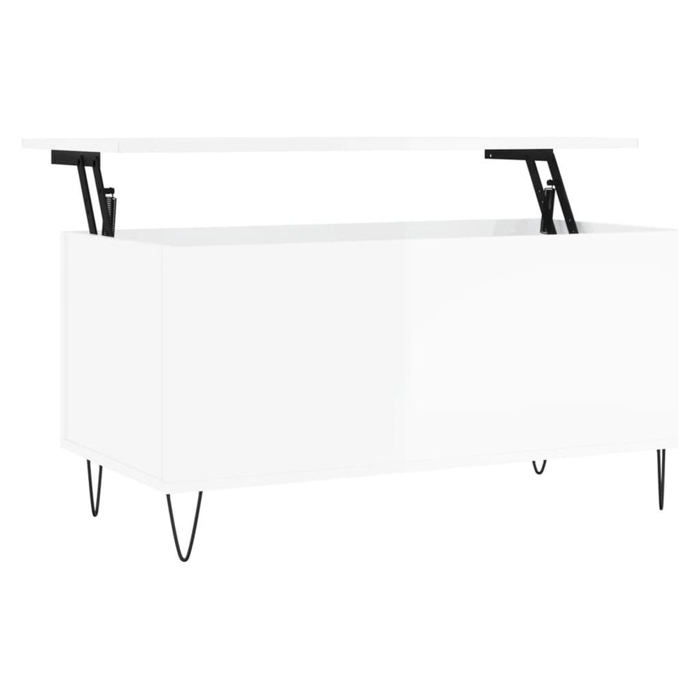 Kavos staliukas, baltas, 90x44,5x45cm, mediena, blizgus