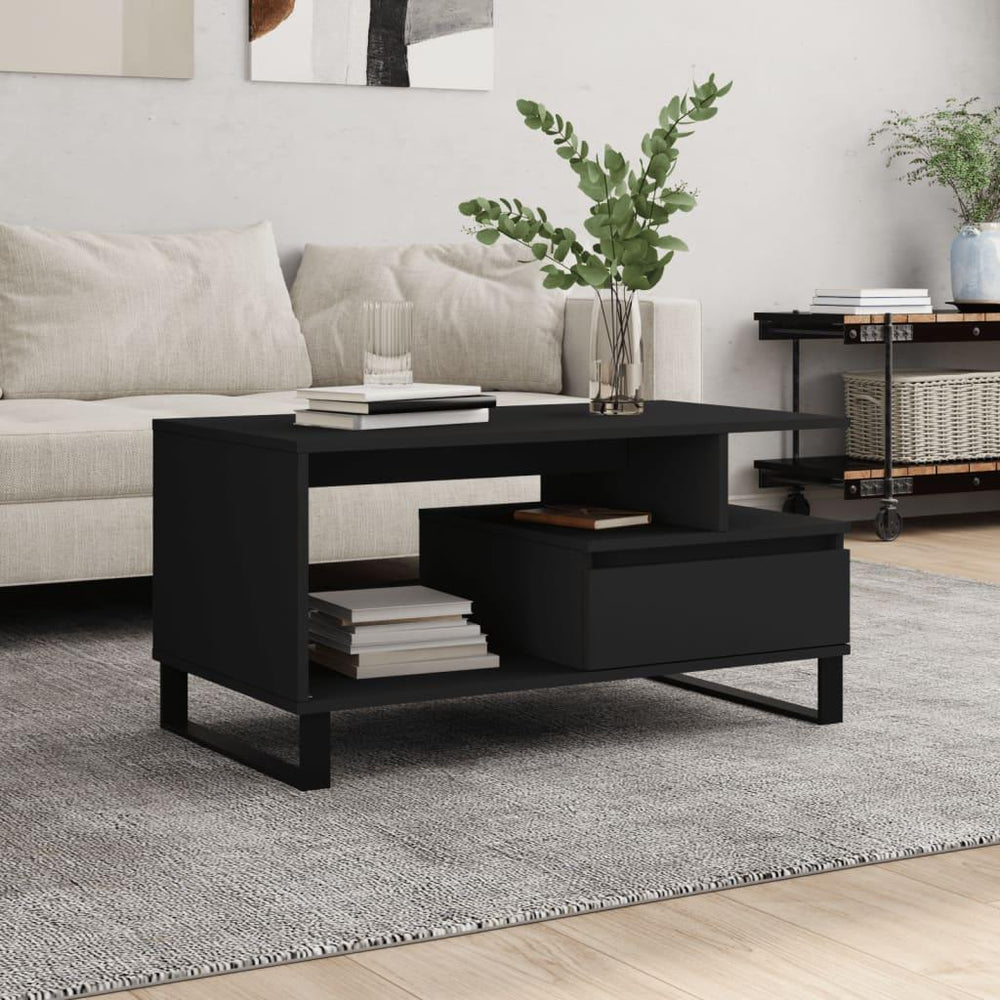 Kavos staliukas, juodos spalvos, 90x49x45cm, apdirbta mediena