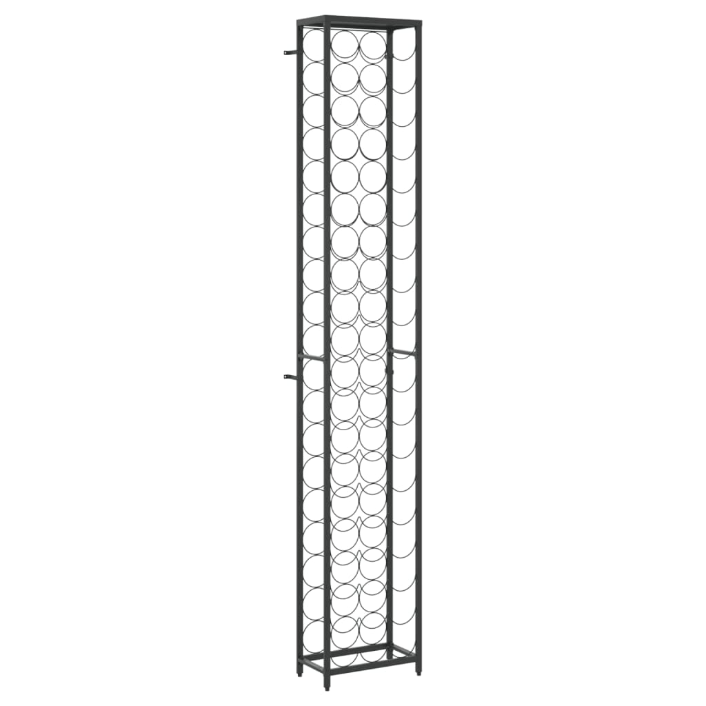Vyno laikiklis 57 buteliams, juodas, 34x18x200cm, kalta geležis