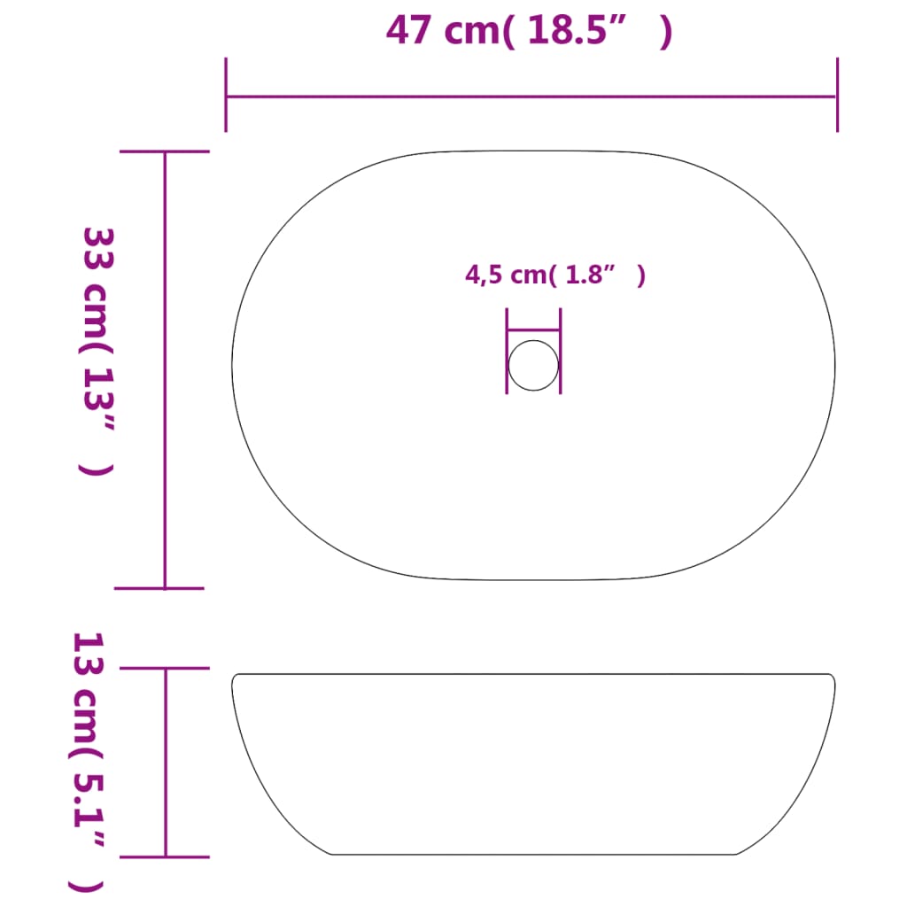Praustuvas MAGNIFICENT, 47cm., juodas/mėlynas