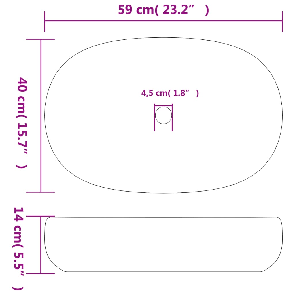 Praustuvas GORGEOUS, 59cm. juoda/pilka keramika
