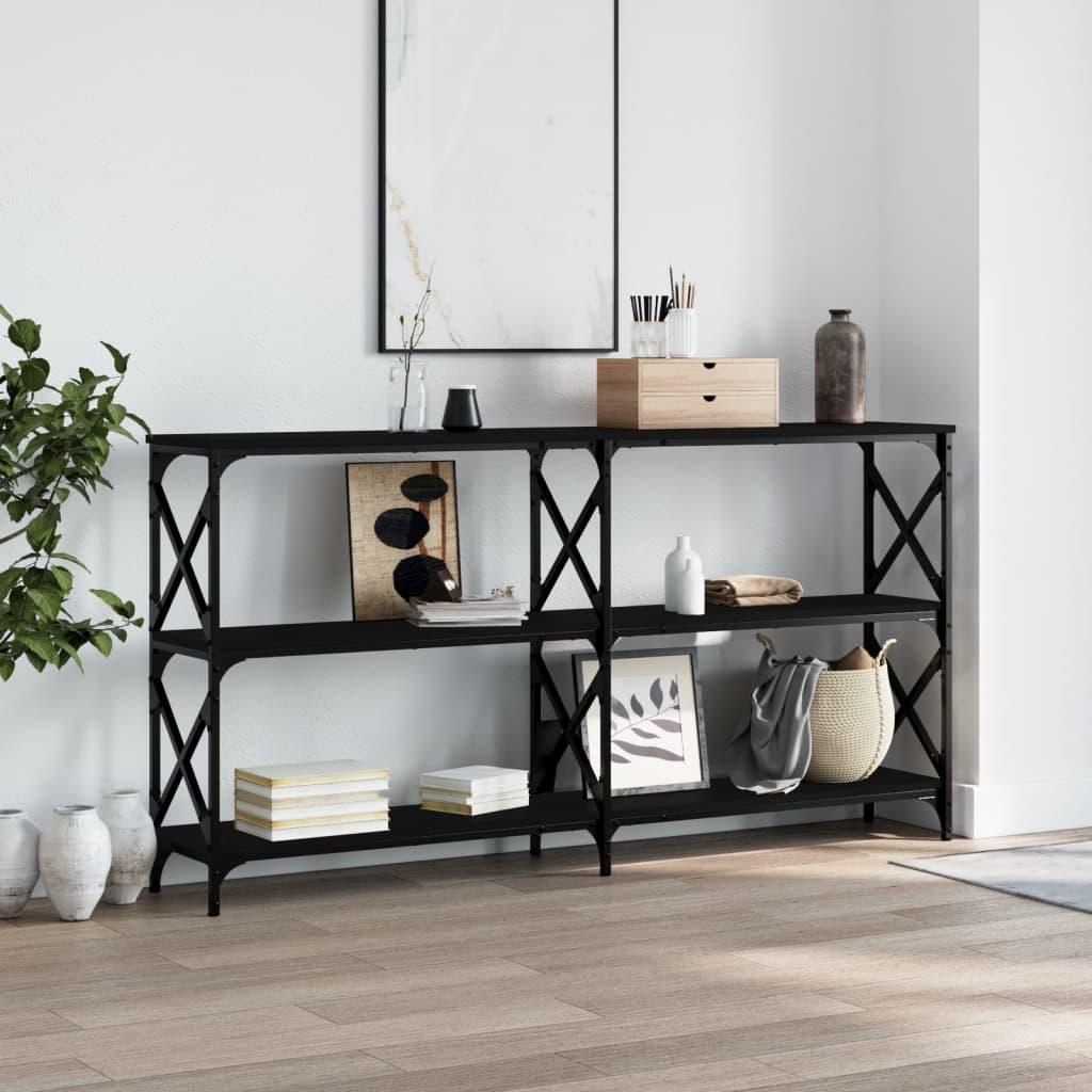 Konsolinis staliukas, juodas, 156x28x80,5cm, apdirbta mediena