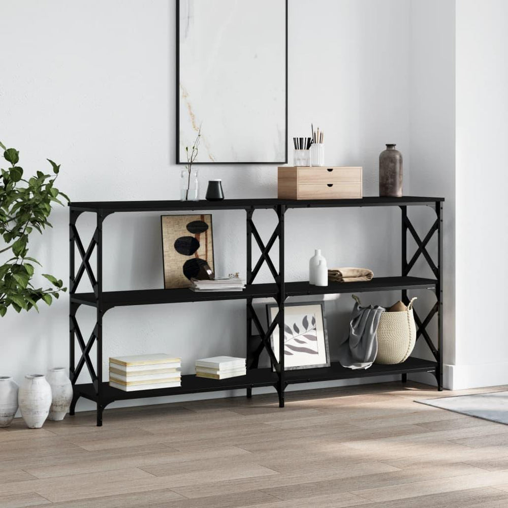 Konsolinis staliukas, juodas, 200x28x80,5cm, apdirbta mediena