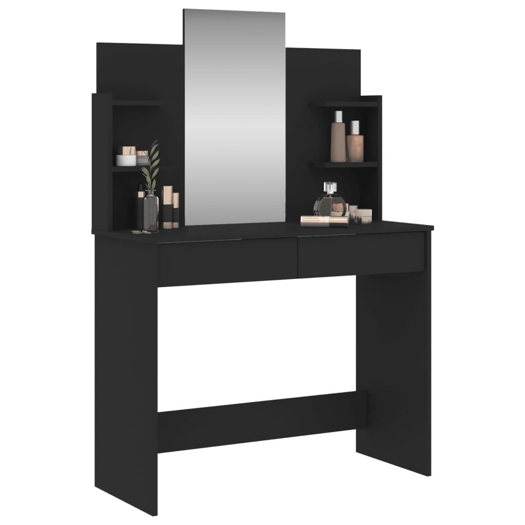 Kosmetinis staliukas su veidrodžiu, juodos spalvos, 96x39x142cm