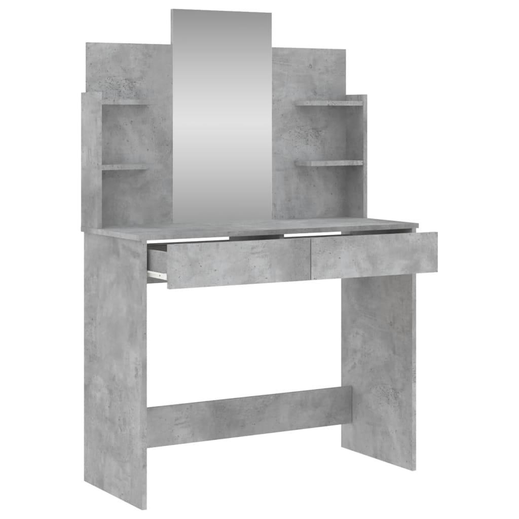 Kosmetinis staliukas su veidrodžiu, betono pilkas, 96x39x142cm