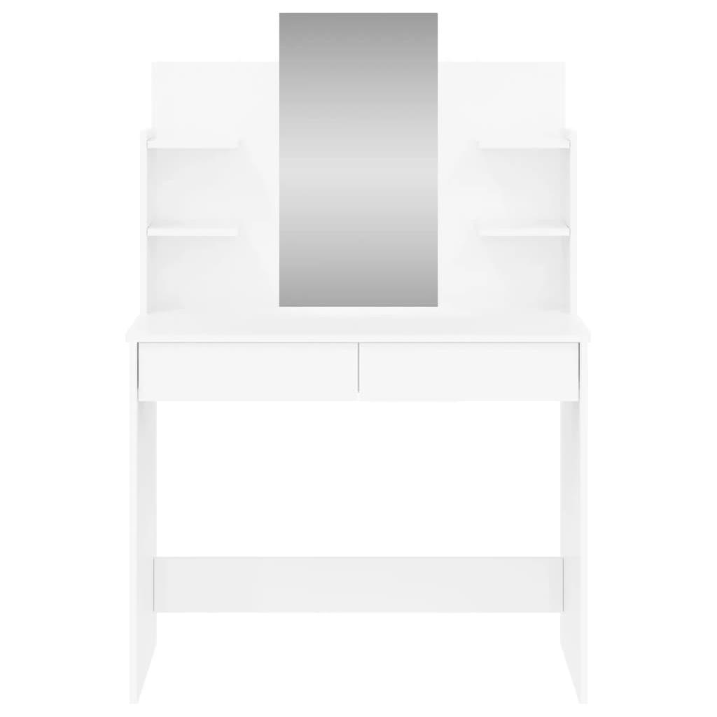Kosmetinis staliukas su veidrodžiu, baltas, 96x39x142cm