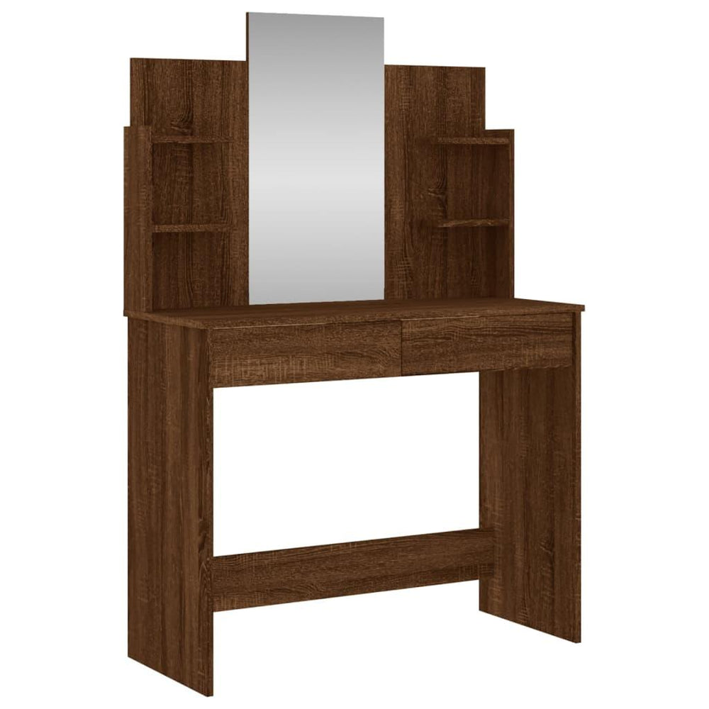 Kosmetinis staliukas su veidrodžiu, rudas ąžuolo, 96x39x142cm