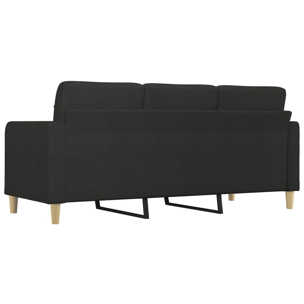 Trivietė sofa, juodos spalvos, 180cm, audinys