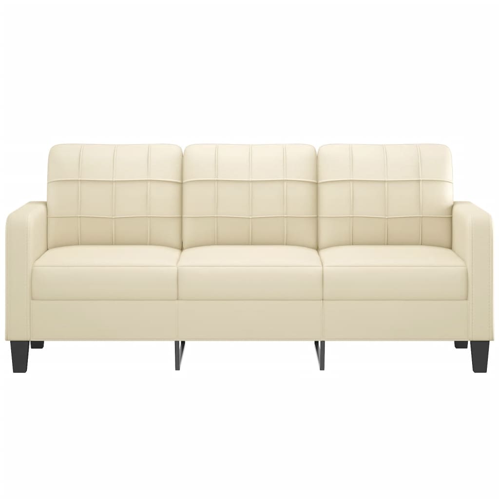 Trivietė sofa, kreminės spalvos, 180cm, dirbtinė oda