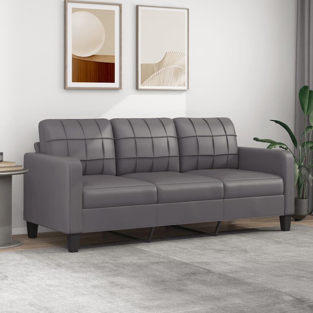 Trivietė sofa, pilkos spalvos, 180cm, dirbtinė oda