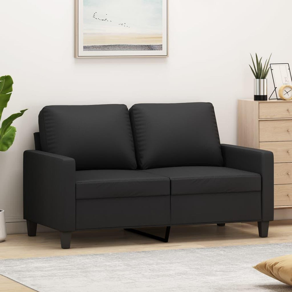 Dvivietė sofa, juodos spalvos, 120cm, dirbtinė oda