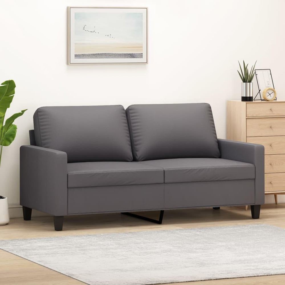 Dvivietė sofa, pilkos spalvos, 140cm, dirbtinė oda