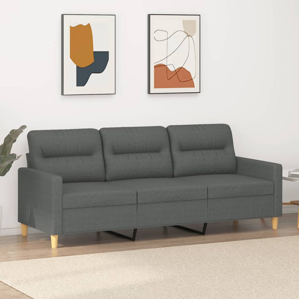 Trivietė sofa, tamsiai pilkos spalvos, 180cm, audinys