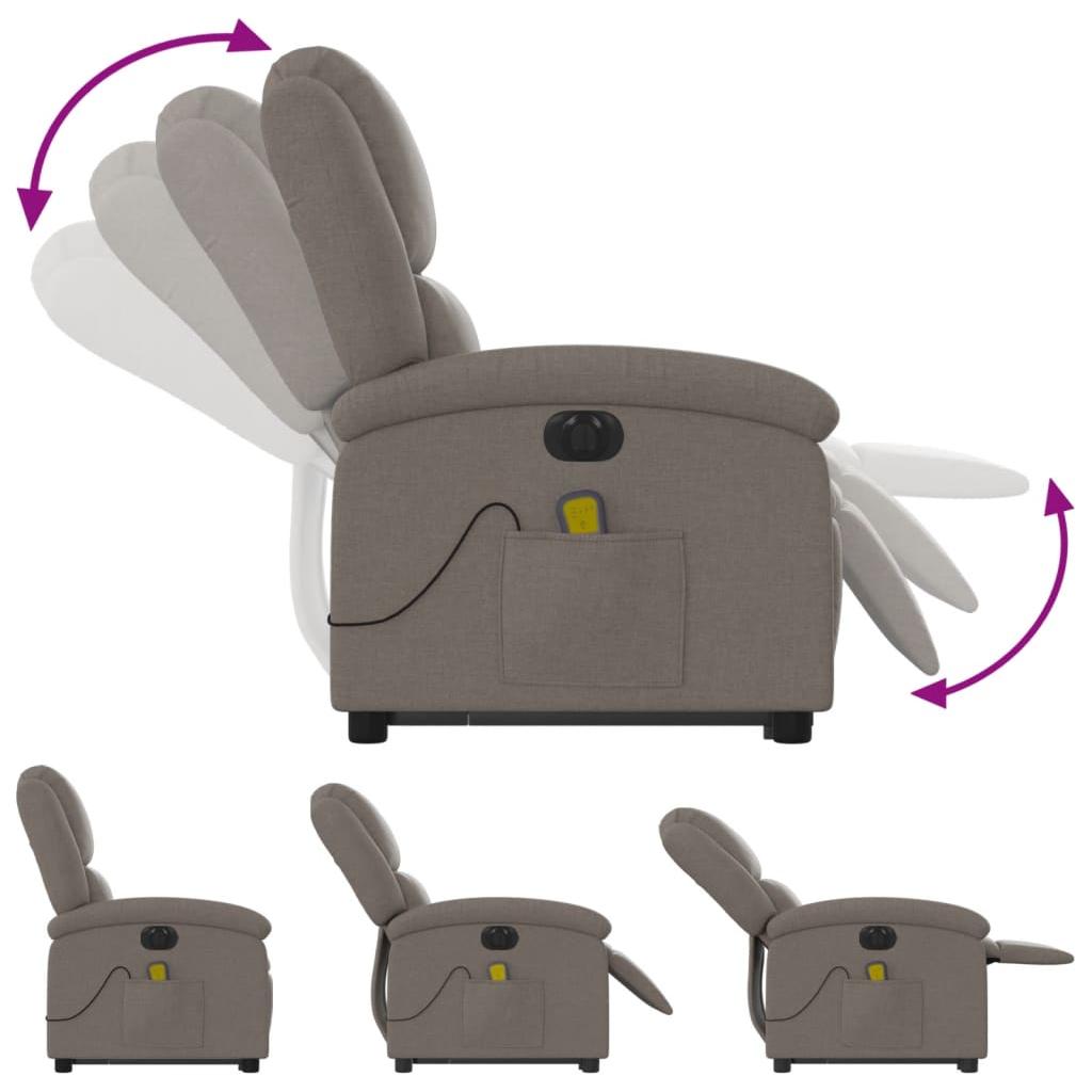 Atsistojantis elektrinis masažinis krėslas, taupe, audinys