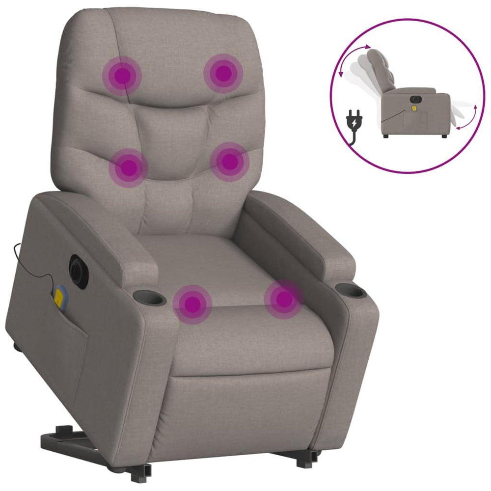 Atsistojantis elektrinis masažinis krėslas, taupe, audinys