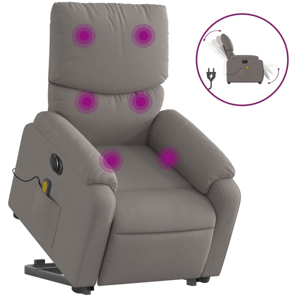 Atsistojantis elektrinis masažinis krėslas, taupe, audinys