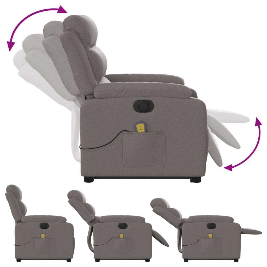 Atsistojantis elektrinis masažinis krėslas, taupe, audinys