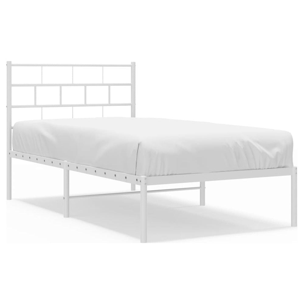 Metalinis lovos rėmas su galvūgaliu, baltos spalvos, 80x200cm