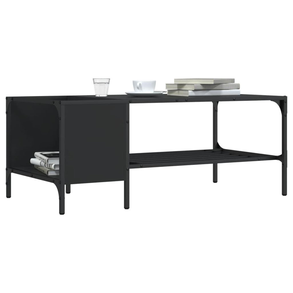 Kavos staliukas su lentyna, juodas, 100x51x40cm, mediena
