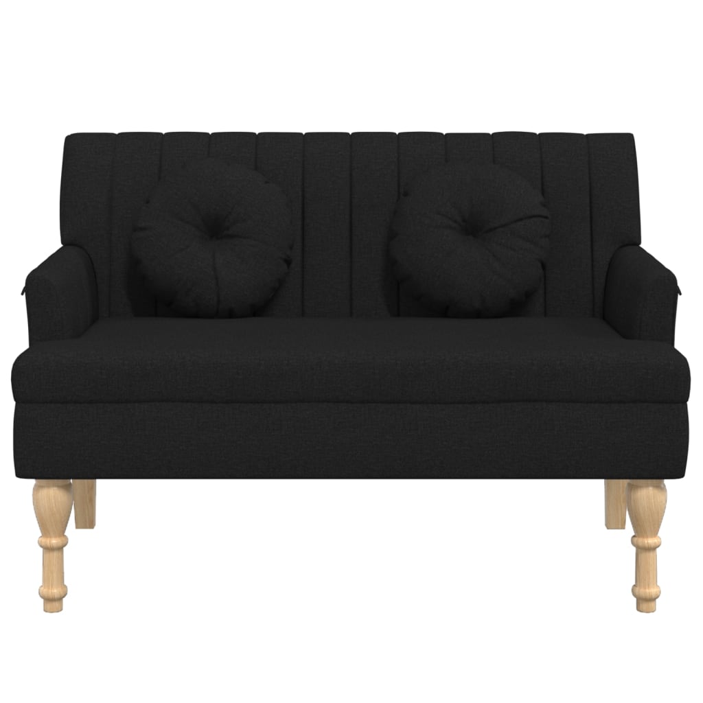 Suoliukas su pagalvėlėmis, juodas, 113x64,5x75,5cm, audinys