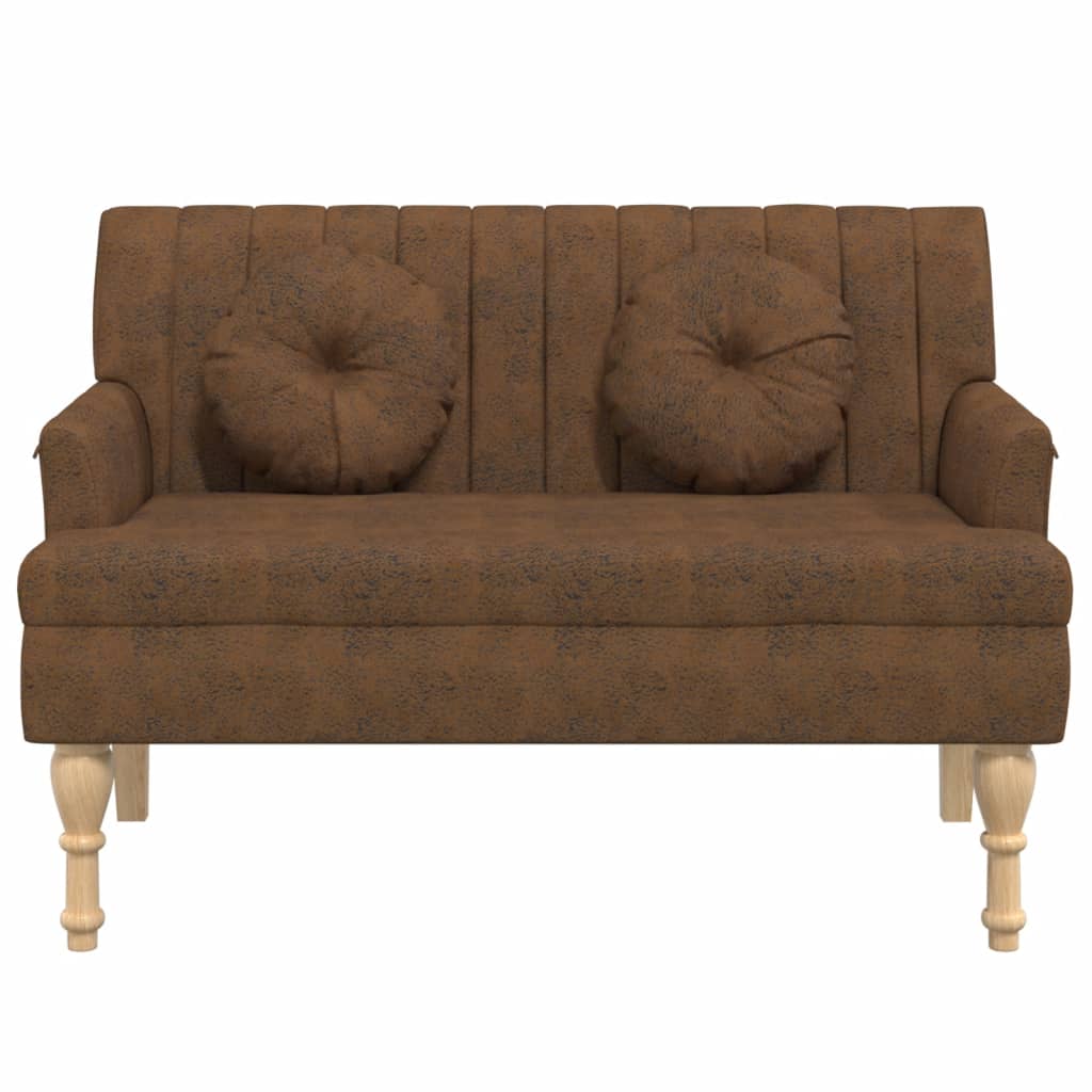 Suoliukas su pagalvėlėmis, rudas, 113x64,5x75,5cm, dirbtinė oda
