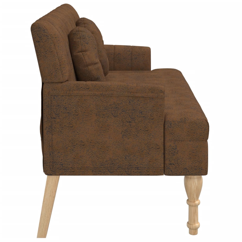 Suoliukas su pagalvėlėmis, rudas, 113x64,5x75,5cm, dirbtinė oda