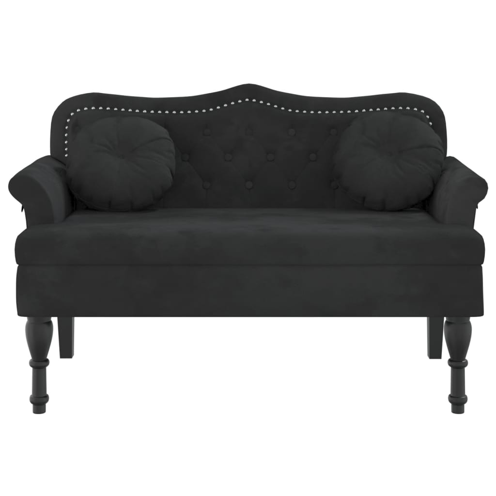 Suoliukas su pagalvėlėmis, juodas, 120,5x65x75cm, aksomas
